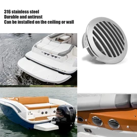 Acouto Round Air Vent Grille Boat 3.5in/8.89cm Airflow Vent Cover 316 Stainless Steel Polished Anti Louver Grille Cover Vent for RV Boat Yacht