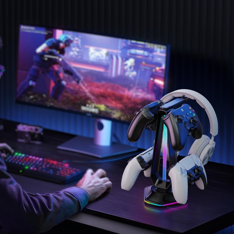 Luckit Gaming Headphones Stand, RGB Headset Stand with 12 Light