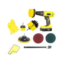 Juego de 9 cepillos de taladro con extensor, guantes de limpieza para el hogar, cepillo de limpieza textil para lechada, piso, bañera, ducha, esquinas de baño, superficie de cocina