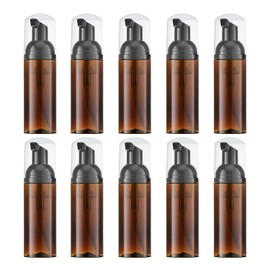 Livfa 10 x Soap Foam Bottles (2oz) Empty Travel Foaming Eyelash Shampoo for Cleanser Dispenser (Brown)