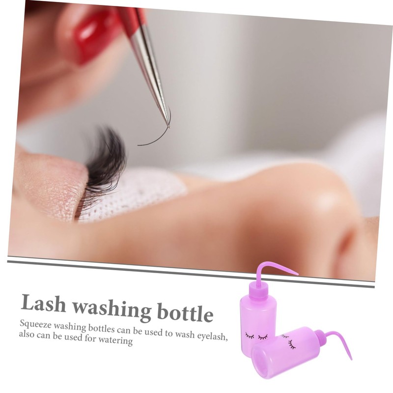 VICASKY 2pcs Lash Washing Bottles with Curved Spout Durable Squeeze