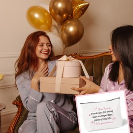 Friends Gifts,Friendship Thank You Graduation Bestie Birthday Inspirational Thoughtful Positive Women Day Creative Motivational Travel Practical Christmas Valentines Gifts for Women Makeup Bag