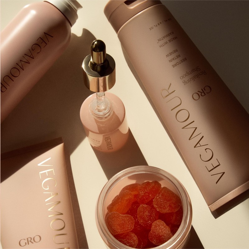 VEGAMOUR GRO Biotin Gummies, Strawberry Flavor with 5000 mcg Biotin,