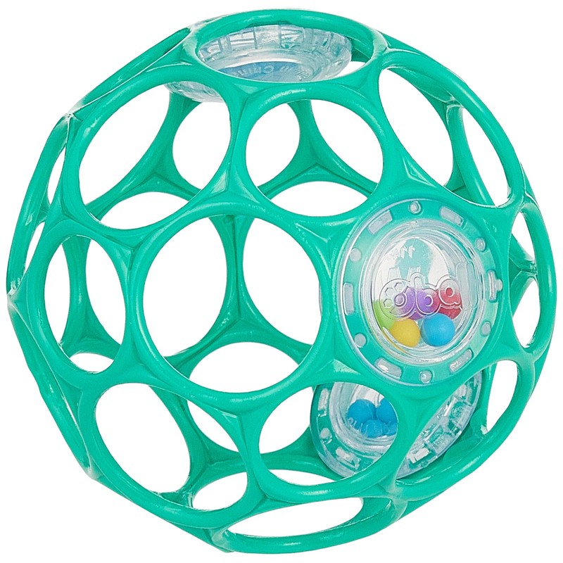 Bright Starts Oball Easy-Grasp Rattle BPA-Free Infant Toy in Teal,