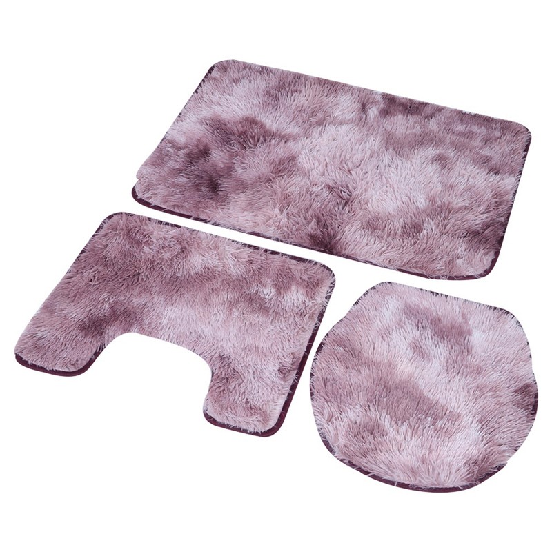 3Pcs Bathroom Rug Set Soft Non Slip Toilet Lid Cover