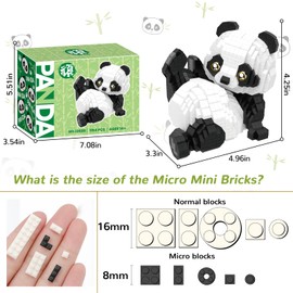 Mini Building Blocks Animals Sets for Goodie Bags, 1154 PCS Micro Mini Panda Building Toy Bricks for Adults, Party Favors for Kids 12+ 14+, Birthday Gift for Boys Girls, Carnival Prizes