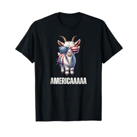 Funny Patriotic Goat Americaaaaa American Flag T-Shirt