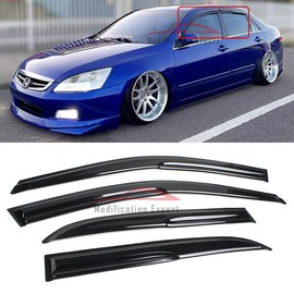 Fits for 2003-2007 Honda Accord 4 Door Sedan JDM 3D Wavy Mugen Style Window Visor Rain Guard Deflector