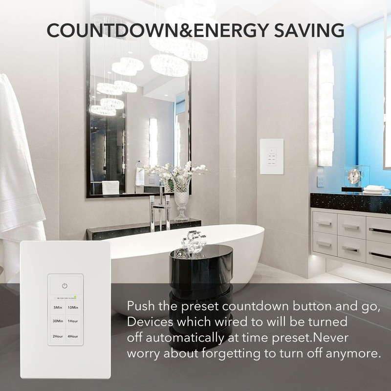 BN-LINK Countdown Timer Switch for Exhaust Fan, Bathroom Fan Light