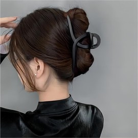 Hair Clip, Large, Hair Clip, Large and Firm, Office, Hair Clip, Simple, Hair Accessory, Clip, Large, Firm, Metal, Can Be Used for Dense Hair, Matte Black