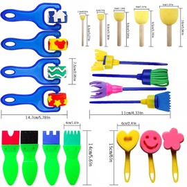 Sponge Painting Brush Set, 21 Pieces Painting Set for Children Toddlers Painting Brush Sponge Early Education Drawing Tools for Children Early DIY Learning Paint Sets