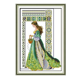 Amiiba Pre Printed Cross Stitch Kits for Adults, Summer Angel 14ct Stamped Embroidery Kits DIY Wall Art Decor for Beginners Kids