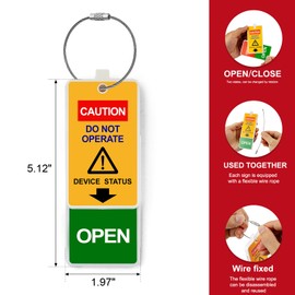 BOZZYS Open/Closed Signs 10-Pack｜OSHA-Compliant Safety Tags for Valves/Pipelines/Electrical Panels｜360° Rotating & Steel Cable｜Heavy-Duty Industrial Safety Markers (BD-P5107-10PCS)