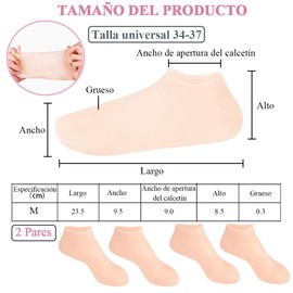 2 Parejas Calcetines de Silicona Hidratante para Mujer - Calcetines Hidratantes para Pies - Mascarillas para Pies - Calcetines Humectantes Exfoliantes Anti-Agrietamiento - para Pies Agrietados (34-37)