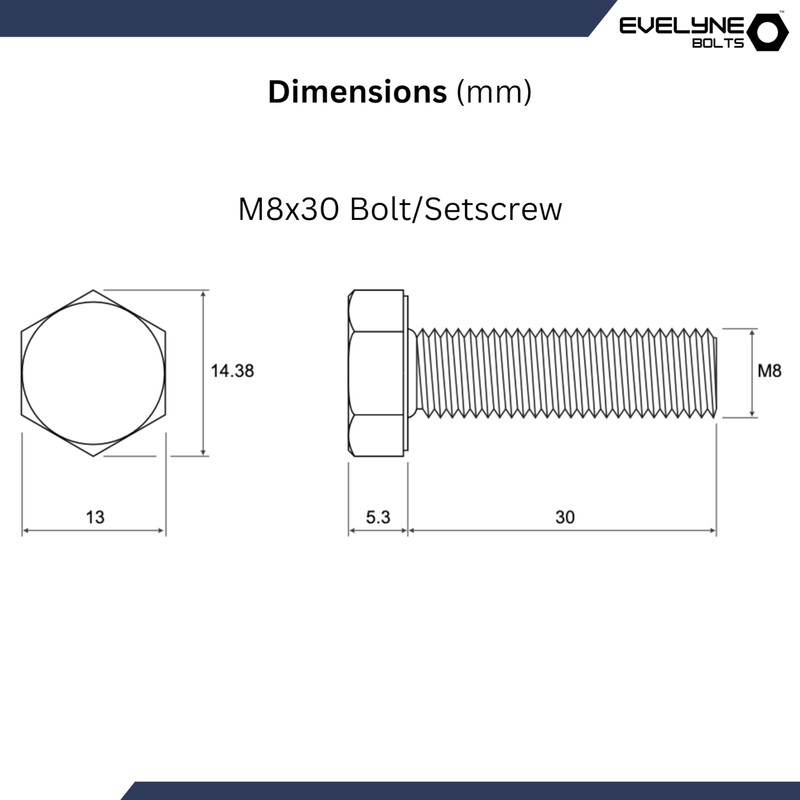 M8 Nut, Bolt & Spring Washer Set - 10 Pack: