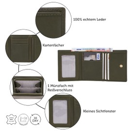 Gusti Leather Wallet – August Mini Wallet Small Wallet Card Holder Wallet Women Men, Green (green 2), Retro