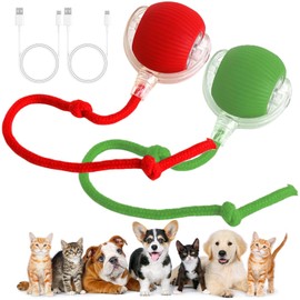 Interactive Rolling Dog Ball,Electric Dog Ball Toy,2024 New Interactive Rolling Ball Dog Toy,Viral Rolling Ball for Dog/Cat,360° Smart Automatic Rolling Ball Toy Rechargeable（Red+Green）