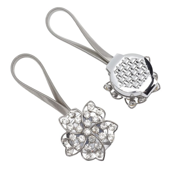 2Pcs Magnetic Curtain Tiebacks Flower Curtain Buckle Clips Stainless Wire
