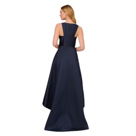 Adrianna Papell Women's Mikado HIGH Low Gown, Midnight, 12