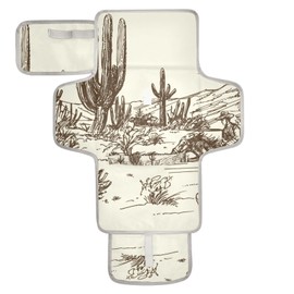 WELLDAY Wild West Desert Cowboy Baby Changing Pad - Waterproof Diaper Changing Pad with Built-in Pillow - Portable Travel Changing Mat for Newborn Girl & Boy