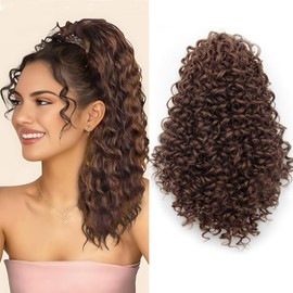 XSASLYET 14 Inch Drawstring Ponytail Extension for Black Women, Curly Long Hair Ponytail, Natural Black Pony Tails Hair Extensions with Secure Fit for Easy Daily Wear (6)