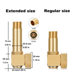 YELUN Garden Hose Reel Parts Fittings Extended length Swivel Elbow Connector Garden Hose Swivel Reel Replacement Parts Brass Replacement Part Increase Length (1 PCS) (1)