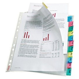Esselte Index Punched Pocket with 12 Tabs, Holds up to 30 A4 sheets, Transparent, 130 Micron PP Material, 414170