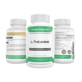Pure Science Pure Science L-Theanine Supplement 400mg - Promotes Relaxation & Healthy Stress Management - 60 Vegetarian Capsules
