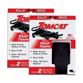 Tomcat Mouse Snap Traps - Mouse Killer, Safer Around Children and Pets Than Conventional Wooden Traps, Comes with 2 Per Box, 2-Pack