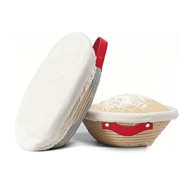 lomonmen Proofing Basket Bread Set, Oval Proofing Basket and Round Proofing Basket, Bread Basket with Washable Linen Cover, Bread Basket for Baking for Professional and Domestic Bakers, Bread Baking