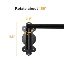 Swing Arm Curtain Rod, Black, 47'' Long, 1.1'' Diameter Pole, Rotate about 180 degrees, Detachable Ball Finial, 1 Piece
