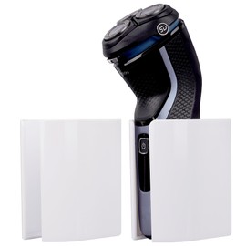 LUEXBOX 2 Pack Electric Razor Holder for Shower, Self Adhesive Shaver Storage Organizer with Quick Dry Bottom, Bathroom Wall Holder for Electric Toothbrush, Toothpaste, Electric Shaver (White)