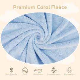 UNIMADE Hooded Towel for Newborns, 4 Pack Soft Coral Fleece Baby Bath Towels, Ultra Absorbent Baby Towels Bulk for Infants, Toddlers, Newborn Essential- 30 x 30 inch - Grey & Blue