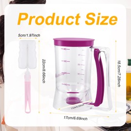 Pancake Batter Dispenser, Handheld Batter Mix Separator with Brush Squeeze Handle Design Cupcake Batter Dispenser Baking Tools for Precise Portion Control (Purple)