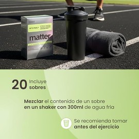 Matter Mito Fuel, Suplemento Pre Entreno Gym con D-Ribosa, L-Carnitina Tartrato, L-Arginina y L-Taurina USP, Apoya la Energía Celular y el Desempeño Físico, Sabor Limonada Rosada, 1 Caja con 20 Sobres