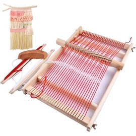KISSBUTY Wooden Multi-Craft Weaving Loom Large Weaving Frame to Handcraft for Kids and Beginners, 9.9 by 15.7 by 1.3 Inches (Wooden)