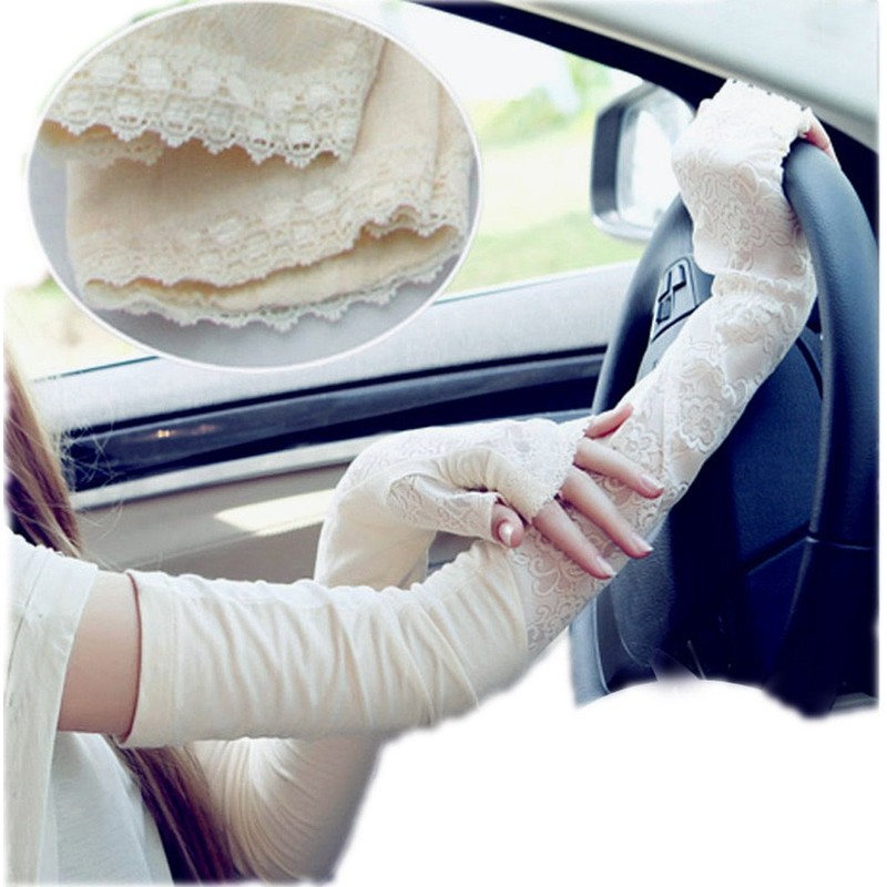 Arm Cover Long Size [53 cm] Sheer (TypeA) Lace with Finger