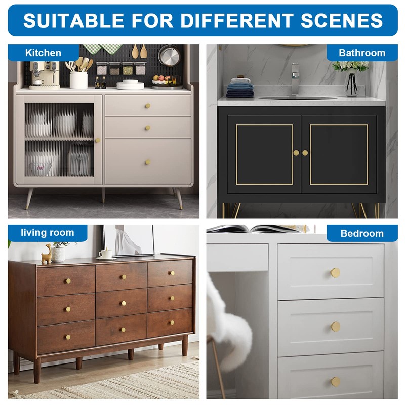 WEAVERBIRD 10X Gold Round Knobs Drawer Pulls Cabinet Knobs Aluminum