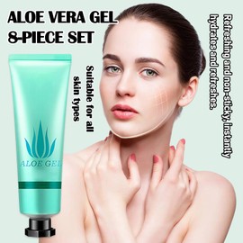 Fusang 8Pcs Organic Aloe Vera Gel for After Sun Skin Care,Natural Moisturizing Aloe Vera Gel for Face & Body,Easy to Portable Face Moisturizer,Travel Size Pure Vera Aloe Gel for all Skin Types K