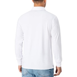 NAVISKIN Men's Long Sleeve Polo Shirts Golf Shirts Quick Dry UPF 50 Moisture Wicking Polo Shirts White Size M