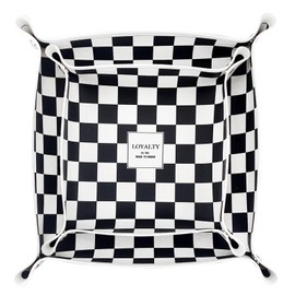 Ciandid 2 Pcs Checkered Valet Jewelry Tray,Folding Travel Organizer,Entryway Table Tray Bedside Nightstand Desk Tray,Small Catchall Dish Plate for Travel,Home Or Office