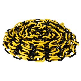 FlexiLink Plastic Chain. Eye-Catching Bright Colors. 2” Link Dia, 50 Ft Length for Safety barriers, Crowd Management, Event Safety, Decoration, queues. UV Resistant, Waterproof, Yellow/Black, 50 Feet