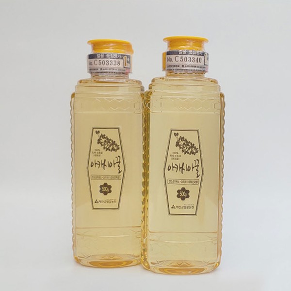 Haechangol Farm Domestic Natural Raw Flower Honey Acacia Honey 2 Bottles 500g (Tube Bottle, Aged Raw Honey) / 해찬골 농원 국내산 천연 생꽃꿀 아카시아 벌꿀 500g 2병 (튜브병,숙성 생꿀)