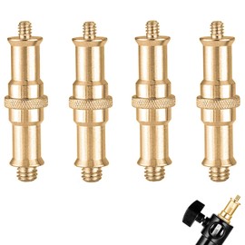 KuuGuu 4 PCS Standard 1/4 to 3/8 inch Metal Convertor Threaded Screw Tripod Adapter Spigot Stud for Flash Holder, Studio Light Stand, Ball Head (Copper)