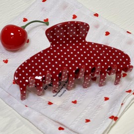 Red Claw Clips Polka Dot Hair Clip Big Hair Claw Red Acrylic Clip Women Hair Barrettes Strong Hold Non Teeth Slip Hair Clips Acetate Hair Accessories for Women and Girl1Pcs