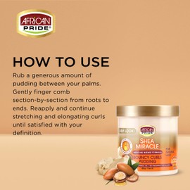 African Pride Shea Miracle Bouncy Curls Pudding (3 Pack) - Contains Shea & African Mango Butter to Define Curls & Coils & Tame Hair Frizz, 15 Oz