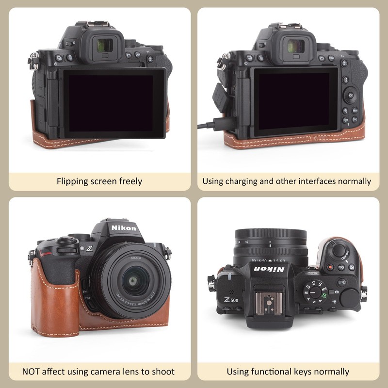 MUZIRI KINOKOO Case for Nikon Z50 II Camera, PU Leather