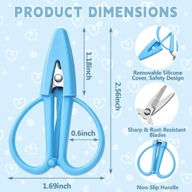 Mini Scissors, 4 Pack Small Craft Set with Silicone Caps for Sewing Travel