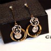 Black Enamel Camellia Earrings for Women Flower AAA Cubic Zirconia
