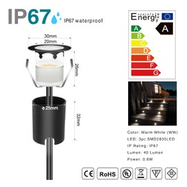 QACA LED Recessed Deck Light Kits with Protecting Shell,LED Outdoor Landscape Lighting IP67 Waterproof,DC 12V Low Voltage for Garden,Yard,Stair,Patio,Kitchen Decoration In Ground(10pcs,Warm White)